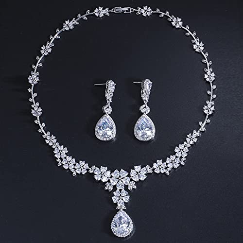 Conjuntos de joyería para mujer boda fiesta collar pendientes cristal nupcial