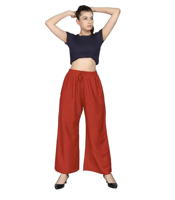 Image of BENKILS Women's Cotton Reyon Regular Fit Palazzo Pants - Available Size - M to 6XL