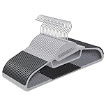 SONGMICS Set of 20 Plastic Hangers, Coat Hangers with U-Shaped Opening, Non-Slip, Space-Saving, 0.5 cm Thick, 41.5 cm Long, 360° Swivel Hook, Light and Dark Grey CRP41G