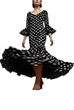 Genérico Traje de Flamenca Rosalía con Lunares Pequeños, para Señora, Estilo Flamenco Tradicional