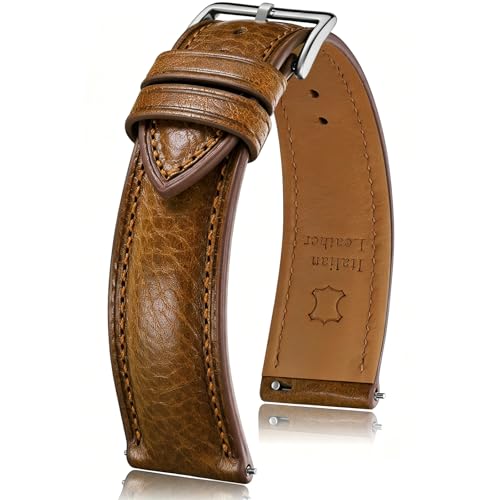 Getalia Italian leather Watch Band Tuscany Natural Vegetable-Tanned Full Grain Genuine Leather...