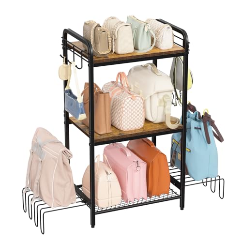 Iron & Wood 3-Tier Purse Organizer