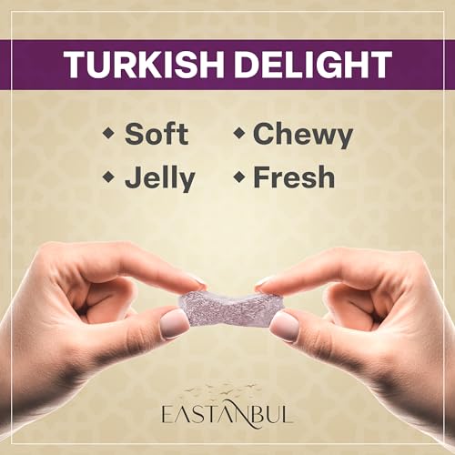 Eastanbul Turkish Delight, 600g, Turkish Delights Candy Assorted Strawberry, Blackberry, Raspberry & Blueberry Flavor, International Candy, Lokum, Plain, Gluten Free, Vegan