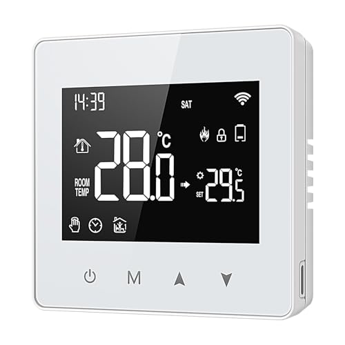 Termostato inalámbrico inteligente – Temperatura de temperatura programable | Regulador de calefacción digital | Monitoreo climático alimentado por batería | Termostato doméstico controlado por