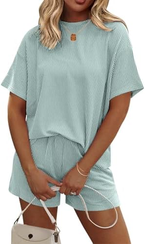 Ekouaer Womens Pajama Sets Short Sleeve Lounge Sets 2 Piece Pjs T...