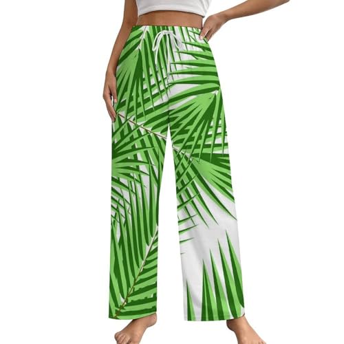 Bas de pyjama vêtement de nuit femme pantalon feuille verte à poches taille S confortable