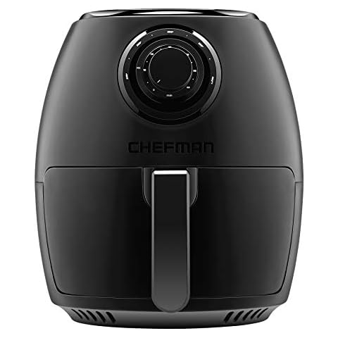 Chefman TurboFry 3.5 Litre Air Fryer Oven w/ Dishwasher-safe Basket and Dual-control Temperature, 60-minute Timer & 15-cup Capacity, BPA-free, Matte Black, Healthy Frying Cookbook Included Cover