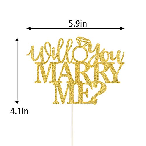 Gold Glitter Will You Marry Me? Cake Topper, Wedding Proposal Cake Topper, Engagement Ring Cake Topper, Marry Me Cake Topper, Engagement Party Supplies #TOP1