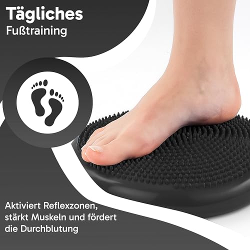 Retoo Ballsitzkissen mit Pumpe, Balancekissen 33cm, Luftkissen Sitzkissen Rückenschmerzen, Stärkung der Muskulatur, Verbesserung der Körperhaltung, Büro Zuhause Fitness, Schwarz