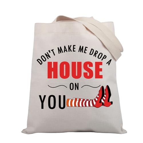 BDPWSS Don't Make Me Drop a House On You Wizard Fans Tote Bag for Women Friend Birthday Canvas Handbag (Drop a house TG)