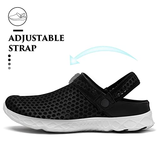 SAGUARO Men's Women's Quick Dry Garden Shoes Lightweight Breathable Gardening Clog Water Shoes Mesh Sandals for Sports Outdoor Beach Pool Exercise Black 15 Women/13 Men