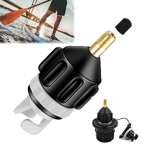 KAYEF Adaptador Válvula Kayak, Adaptador Inflable Paddle Surf Sup, Adaptador Válvula Sup, Adaptador Inflable Barco/Canoe/Kayak/Paddleboard Adaptador Válvula Aire (Negro)