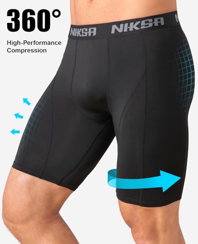 Niksa 3 Pack Compression Shorts Men, Spandex Athletic Workout Running Shorts Performance Sport Baselayer Underwear4