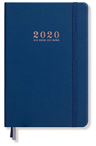 Minimalism Art, Academic Daily Planner, 17-Month Agenda(August 2019-December 2020), Monthly And Weekly Dated Calendar Organizer Book, A5 Thicker Paper, 240 Pages, Gusseted Pocket, Hard Cover, Blue #TOP1