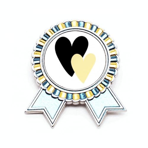 Broche double cœur en métal taille M avec citation manuscrite élégante