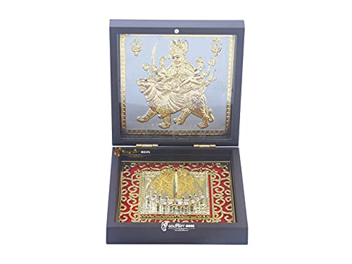 Goldgiftideas Gold Plated Durga Maa Photo Frame With Charan Paduka (Square), Indian Return Gift For Pooja, Ambe Maa Frame With Fragrance (Pack Of 5) #TOP1