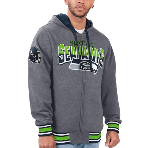 G-Iii Sports Men'S Navy/Neon Green Seattle Seahawks Commemorative Reversible Full-Zip Jacket thumb #2
