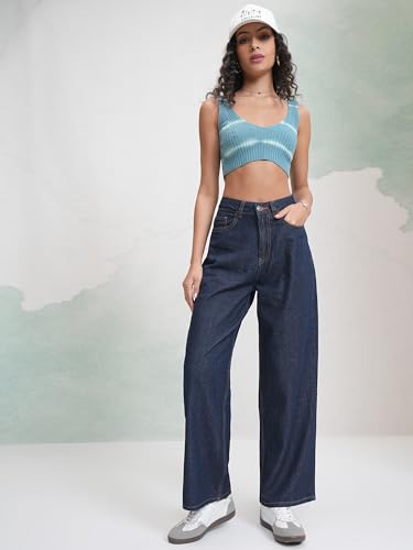 Image of Tokyo Talkies Women's Wide Leg Flared Jeans| Mid-Rise| Jeans Pant