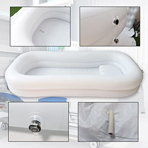 Tusauw Inflatable Bathtub Pvc Medical Inflatable Bathtub Kit With Water Bag Electric Air Pump Double Layer Portable Bedside Shower Bathtub For Elder Disabled Bedridden (Double Layer) #TOP2