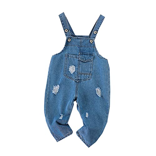 DINGDONG'S CLOSET Baby Toddler Kid Boys Girls Ripped Denim Overalls