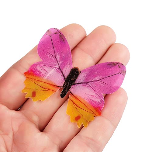 12 adhesivos de pared mariposas 3D rosa removibles miniatura 6