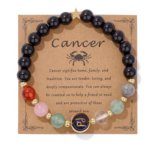 GolbalJew Zodiac Bracelets Healing Crystal 12 Constellations Protection Stone Beads Bracelet for Women Birthday Zodiac Gifts Horoscope Spiritual Jewelry