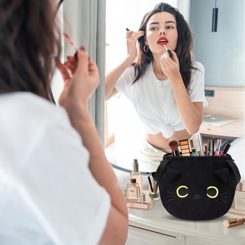 Funny Cat Drawstring Makeup Bag, Cute Travel Toiletry Cosmetic Organizer by Cantustime - Image 6