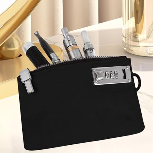 Lockable Money Purse Card Holder with Combination Lock, Portable Mens Wallet Compact Locking Bank Bag Money Pouch for Phones Keys 8.11x5.24x0.79inch- Black3