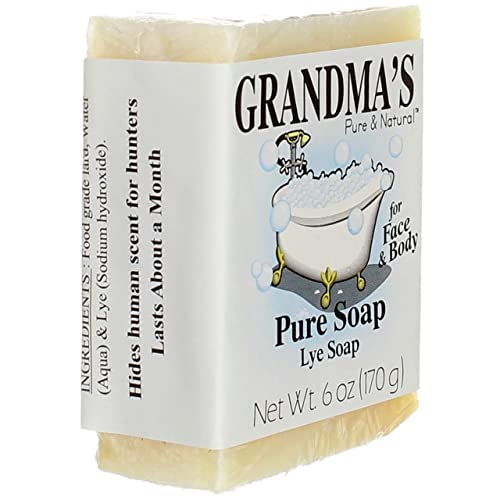 Grandma's Pure Lye Soap Bar - 6.0 Oz Unscented Face & Body Wash Cleans With No Detergens, Dyes & Fragrances - 60018 (4 Pack) #TOP2
