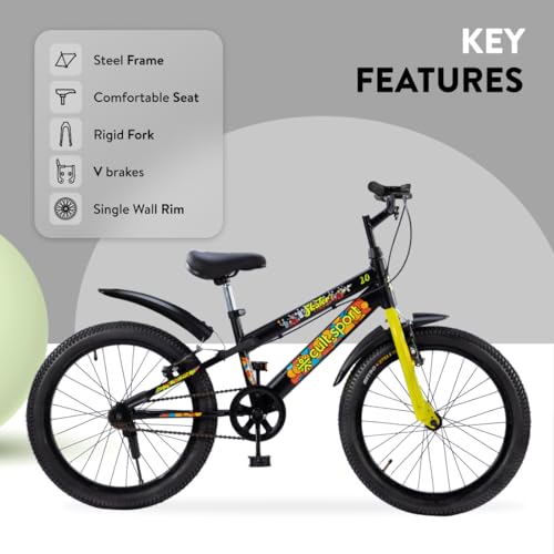 Image of CULTSPORT Cult Skater 20T Black Kids Cycle for 5-8 Years Unisex, Single Speed Cycle /Bicycle with Complete Accessories