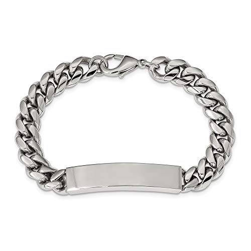 Solid Stainless Steel 8.25In Id Bracelet Engravable Identification Name Bar Tag - With Secure Lobster Lock Clasp 8.25" (Width = 10Mm) #TOP1