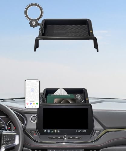 AbeeyGeomarn Car Phone Holder for 2023 2024 2025 2026 Chevrolet Blazer Accessories Apply to 10.2 in Screen Fixed Clip Magnetic Cell Phone Mount with Dashboard Storage Tray