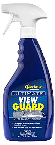 STAR BRITE View Guard Clear Plastic Treatment - Ideal for Strataglass EZ2CY Eisenglass - Enhances Wet Weather Visibility Repels Water Spray Salt & Dirt - 22 OZ Spray (095222)