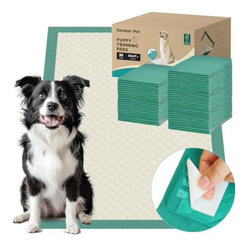 Image of Gardner Pet Dog Pee Pads Extra Large 22 inchx37 inch, 30 Count, Puppy Pee Pads with Adhesive Sticky Tape, Leak Prevention Disposable Training Bed Pads for Doggie, Cat, Rabbit, Suitable for Crate /Cage