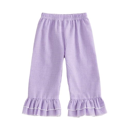 Girls Pants Plaid Wide Leg Toddler Flare Pants Elastic Waist Hem Bottoms 9m 12m 18m 24m 2t 3t 4t 5t Baby Outfits (Purple, 2-3 Years)