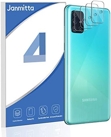 [4 Pack] Janmitta for Samsung Galaxy A51/Galaxy A51 5G Camera Lens Screen Protector,No-Bubble Tempered Glass Screen Protector