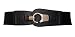 eVogues Plus size Brushed Silver Eyelet Locking Elastic Fashion Belt Black - One Size Plus