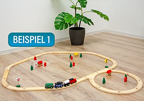 messefix Houten spoorbaan starterset - 4 m speelgoedspoorbaan kinderen houten baan trein speelset hout - Image 3