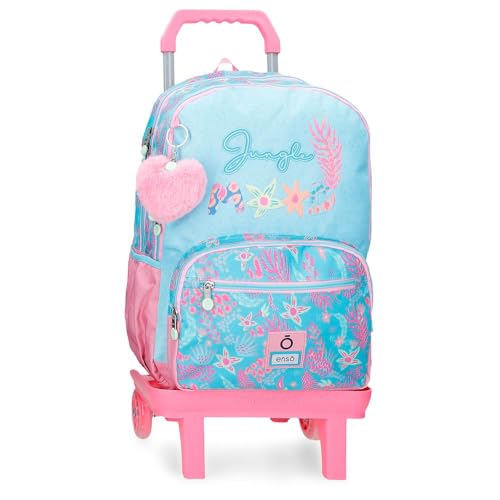 Sac à dos scolaire Enso Jungle Mood bleu trolley à roulettes double grand compartiment