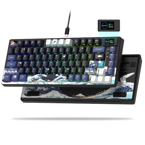 Womier SK80 75% Keyboard with Color Multimedia Display Mechanical Gaming Keyboard Creamy Sound...