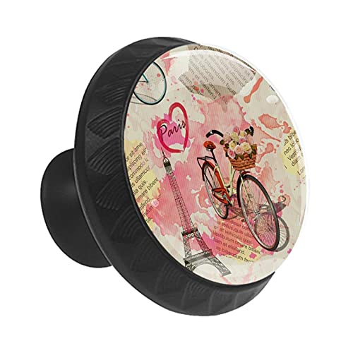Boutons de tiroir ronds 35mm en papier Tour Eiffel Paris pour mobilier