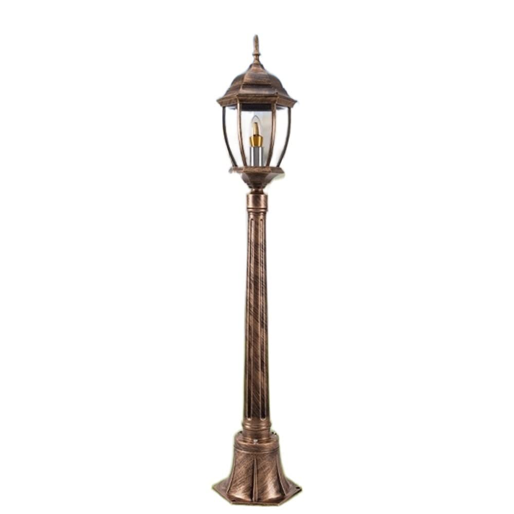 QUSYZD Lamp Post Lights Outdoor, Vintage Continental Glass E27 Lantern Waterproof Outdoor Floor Lamp 2-Lights Aluminum Villa Garden Lights Lawn Light Grass Light Column Lamp,Bronze-110cm