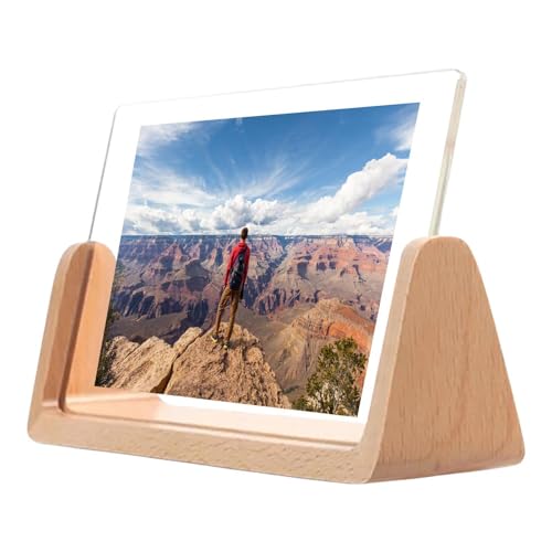U Shaped Picture Frame - Desktop Photos Display Stand, Rustic Wooden Table Frames Ornament, Elegant Home Decoration Holder | Sui