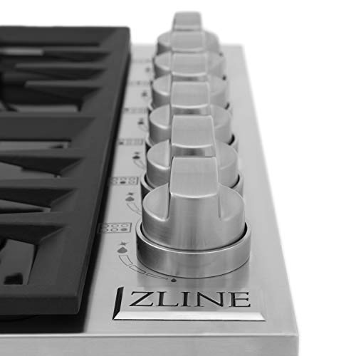Zline 36 In. Dropin Cooktop With 6 Gas Burners And Black Porcelain Top (Rc36-Pbt) #TOP5