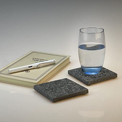 Roderick Talks, Grey Basalt Coasters With Holder, Set Of 4/6, Widely Suitable For Cups & Bottles, Tabletop Protection, Ideal Home & Bar Décor Gift, 3.9 * 3.9 * 0.39 Inches (Grey Square Fire Burn, 6) #TOP5