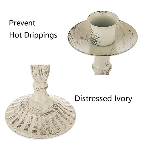 Sziqiqi Candlestick Holders For Taper Candle, Candleholder Display Candle Centerpiece Set Of 2 Distressed Ivory #TOP7
