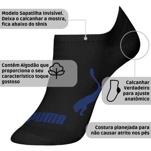 Kit 09 Pares Meias Puma Sapatilha Invisível | 3 Branco Laranja - 3 Cinza Mescla - 3 Preto | 39-43 |