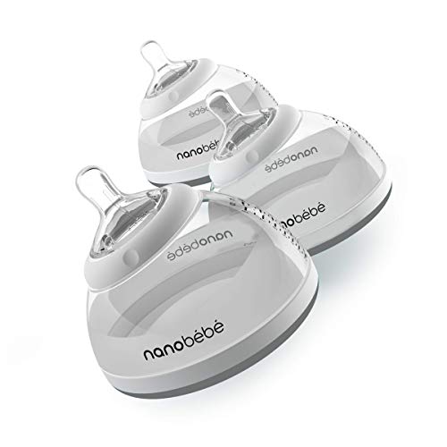Image of Nanobebe Stage 2 Transition Baby Bottle, Easy to Clean, instinctual & Comfortable, 3-Pack, Grey