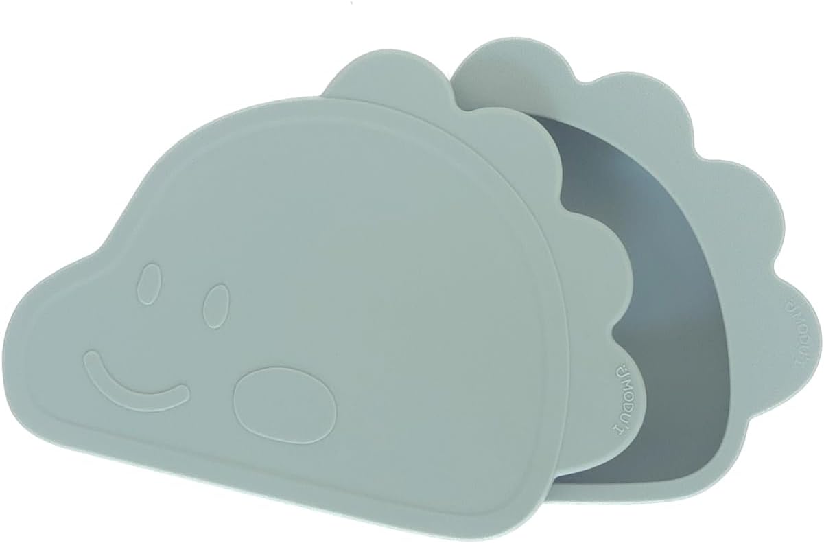 Platinum Silicone Dino Plate Set, Wellbeing Pet Bowl, Premium, Odorless, BPA-Free, Food-Grade, Non-Slip, Microwave & Dishwasher Safe, Sensitive Stomach, Eco-Friendly Travel Bowl (Mint)