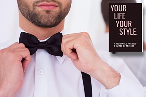 Image of trilece Men's Suspenders and Bow Tie Set - Adjustable Y-Back Suspenders with Matching Bow Tie for Weddings and Formal Wear